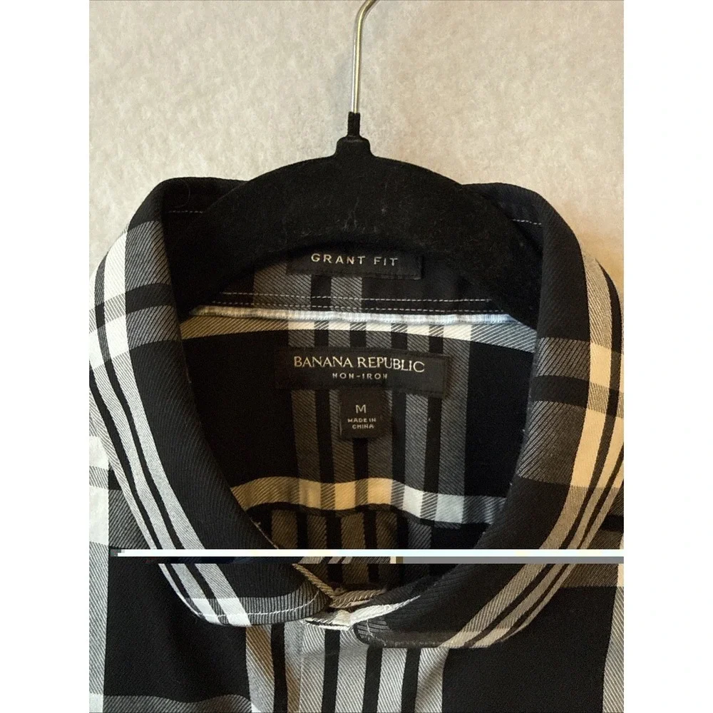 Banana‎ Republic Grant Fit Long Sleeve Plaid Button Up Shirt M Non Iron Classic